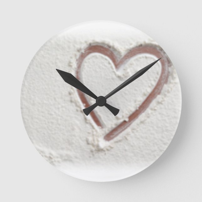 Reloj Redondo Mediano Beach Sand Heart Valentine (Anverso)