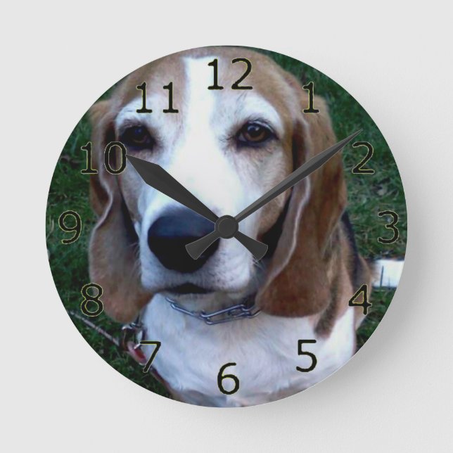 Reloj Redondo Mediano Beagle Basset Dog (Anverso)