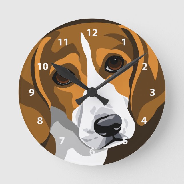 Reloj Redondo Mediano Beagle Clocks For Dog Lovers (Anverso)