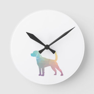 Reloj Redondo Mediano Beagle Dog Raza Geo Silhouette Pastel