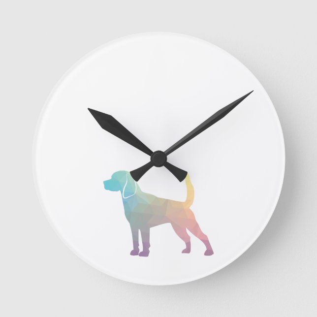 Reloj Redondo Mediano Beagle Dog Raza Geo Silhouette Pastel (Anverso)