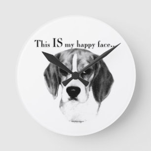Reloj Redondo Mediano Beagle Happy Face; Happy Beagle; Grumpy Beagle