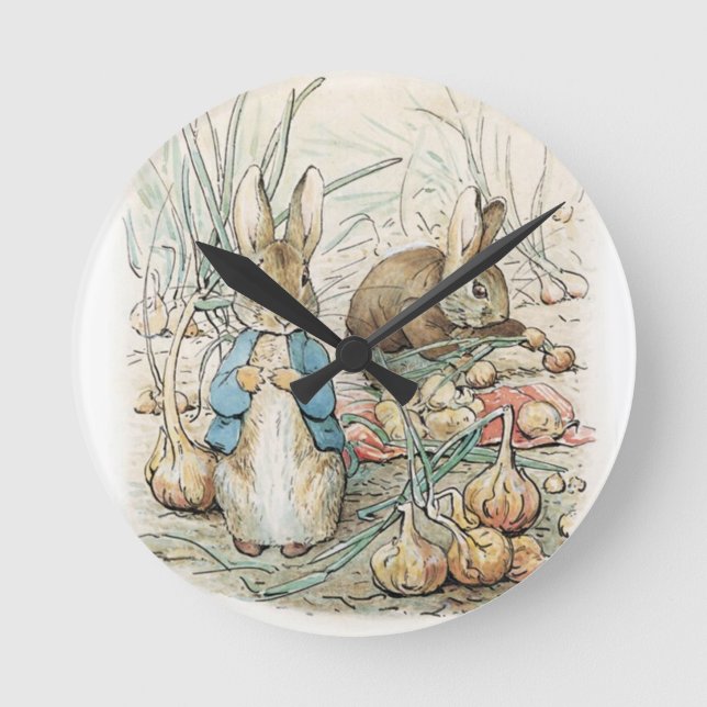 Reloj Redondo Mediano Beatriz Potter Peter Rabbit Y Benjamin Bunny (Anverso)