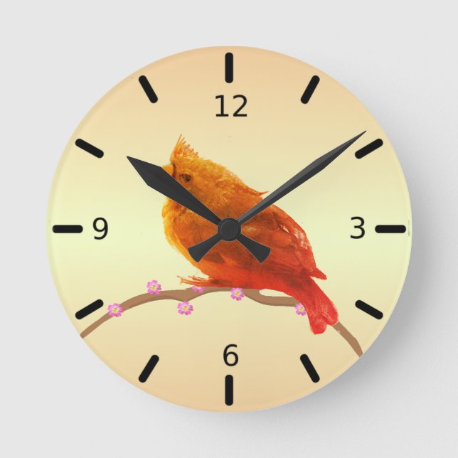Reloj Redondo Mediano Beautiful Bird (Anverso)