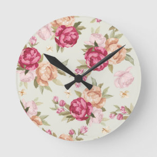Reloj Redondo Mediano Beautiful color peony pattern on green