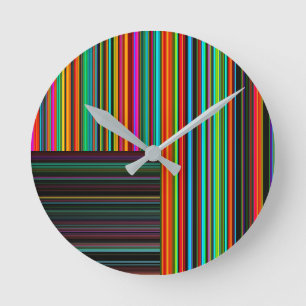 Reloj Redondo Mediano Beautiful Colorful Multicolored Stripe Pattern