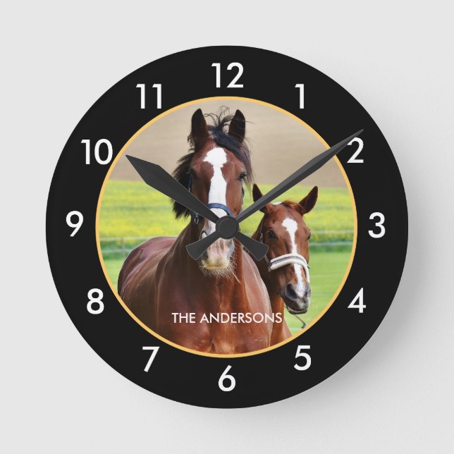 Reloj Redondo Mediano Beautiful horses  (Anverso)