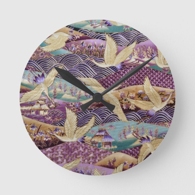 Reloj Redondo Mediano Beautiful Japanese Cranes (Anverso)