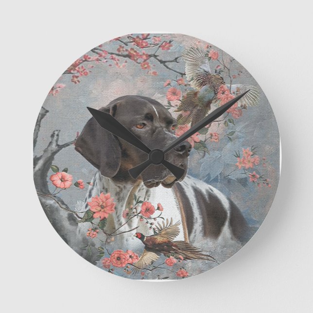 Reloj Redondo Mediano Beautiful pointer with pheasants   (Anverso)