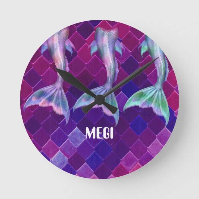 Reloj Redondo Mediano Beautiful sea beaches and mermaids round clock (Anverso)