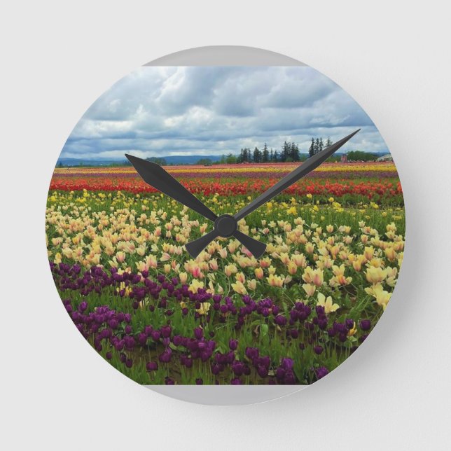 Reloj Redondo Mediano Beautiful Tulip Field, Oregon (Anverso)