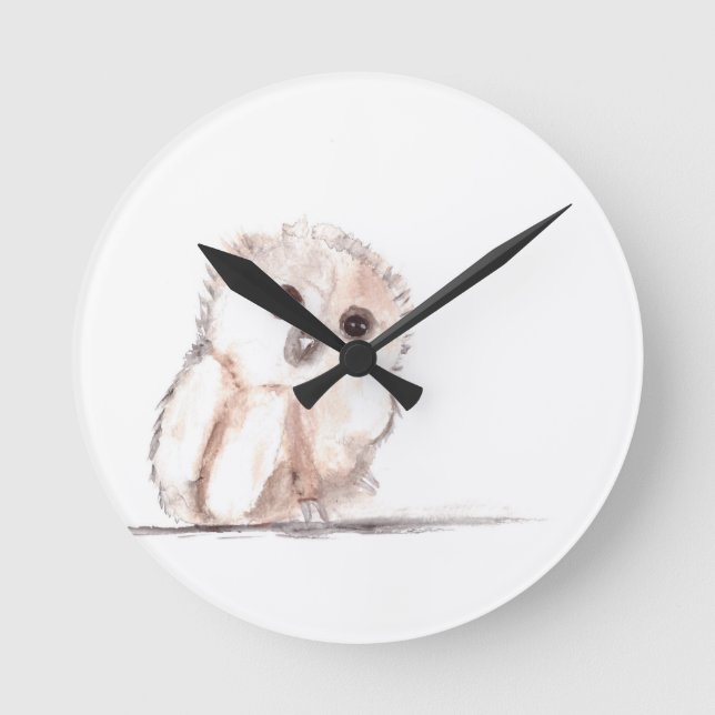 Reloj Redondo Mediano Bebé búho pequeño ave (Anverso)
