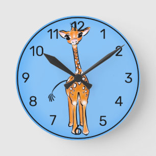 Reloj Redondo Mediano Bebé Giraffe Watercolor