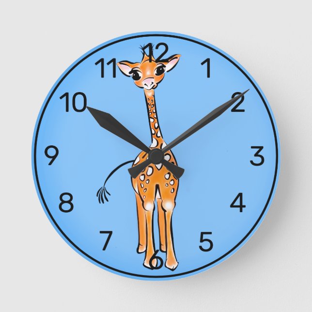 Reloj Redondo Mediano Bebé Giraffe Watercolor (Anverso)