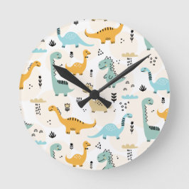 Reloj Redondo Mediano Bebés Dinosaurios Niños