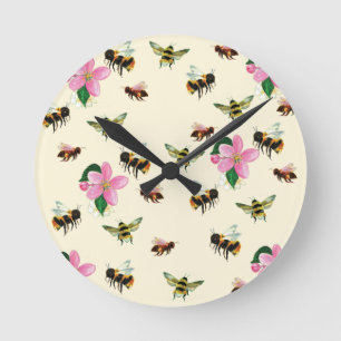 Reloj Redondo Mediano Bees and bumblebees & fruit blossoms 