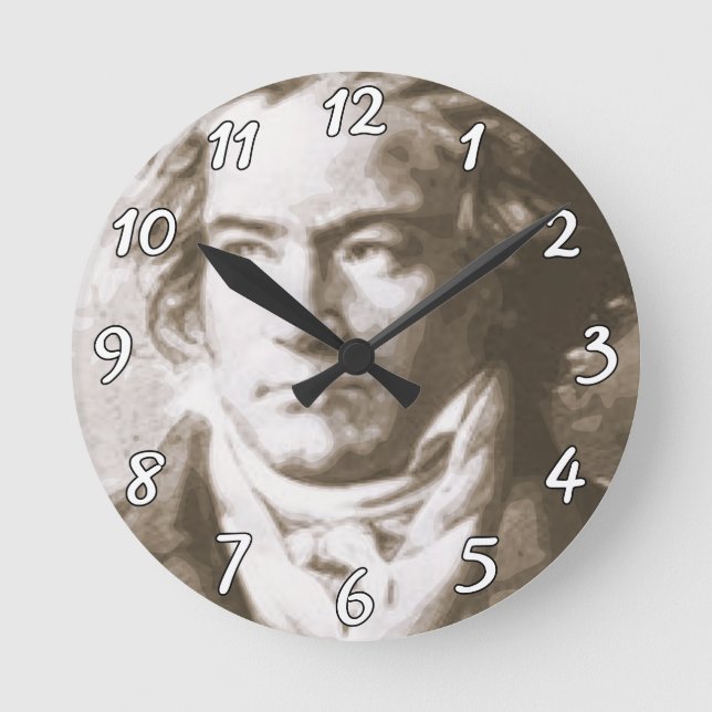 Reloj Redondo Mediano Beethoven En El Personalizado Sepia (Anverso)