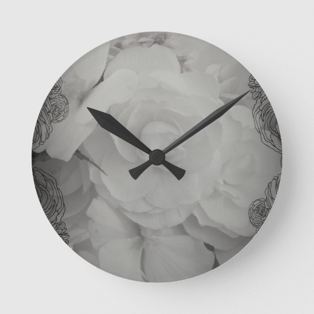 Reloj Redondo Mediano Begonia blanca (Anverso)