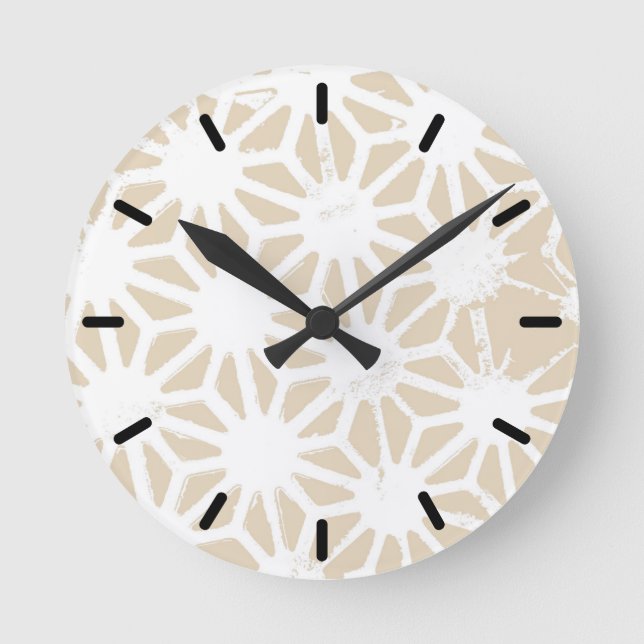 Reloj Redondo Mediano Beige geometric pattern (Anverso)