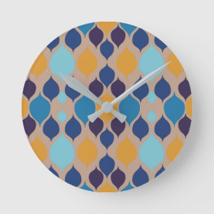 Reloj Redondo Mediano Beige geométrico de mediados del siglo 1960