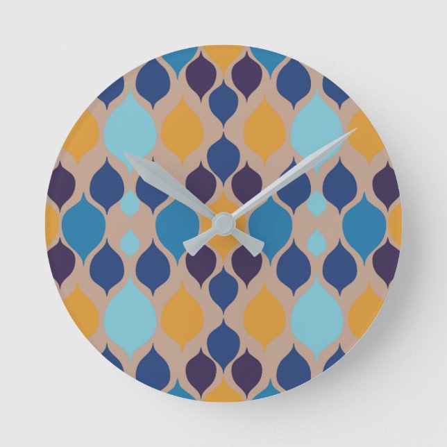 Reloj Redondo Mediano Beige geométrico de mediados del siglo 1960 (Anverso)