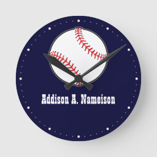 Reloj Redondo Mediano Béisbol de la Armada con nombre azul Deportes Niño