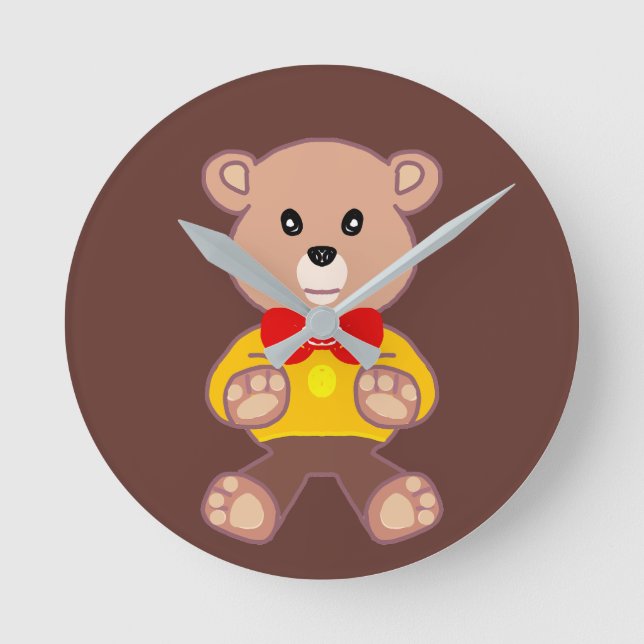 Reloj Redondo Mediano Beisge Teddy Bear Brown (Anverso)