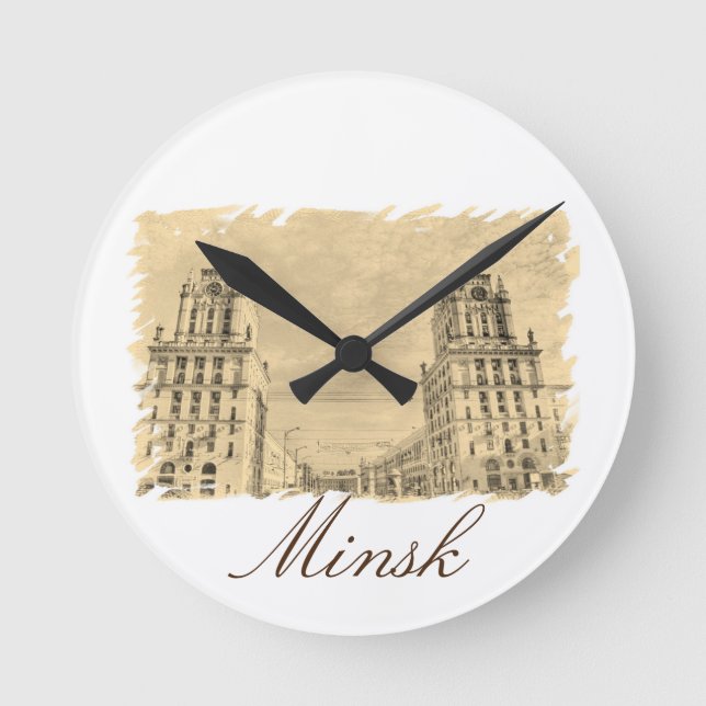 Reloj Redondo Mediano Belarus Minsk Architecture Wall Clock (Anverso)
