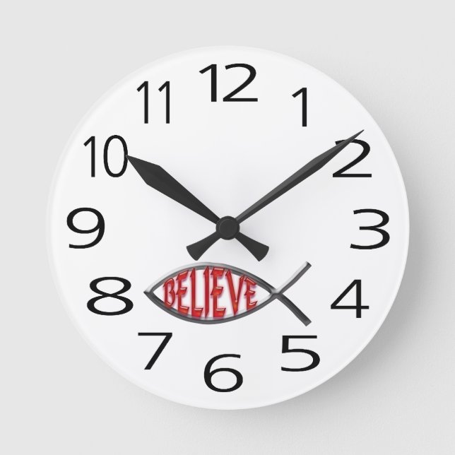 Reloj Redondo Mediano Believe Fish- Rojo (Anverso)