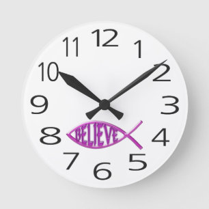 Reloj Redondo Mediano Believe Fish- Rosa