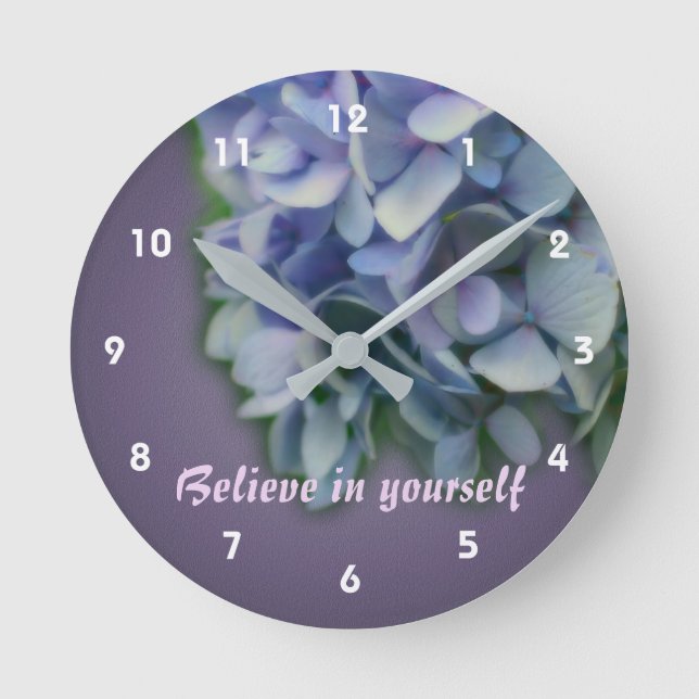 Reloj Redondo Mediano Believe Hydrangea Inspirador (Anverso)