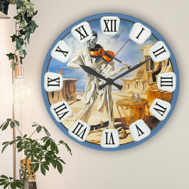 Reloj Redondo Mediano Bella Artes musical surrealista de violín