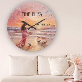 Reloj Redondo Mediano Bella Artes Pink Beach Sunset