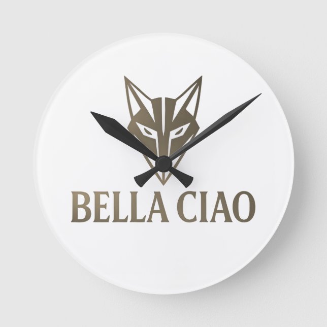 Reloj Redondo Mediano Bella Ciao Fox Wall Clock – Bold Minimalist Design (Anverso)