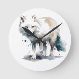 Reloj Redondo Mediano Belleza ártica: Fox de invierno