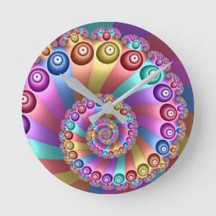 Reloj Redondo Mediano Bellos colores arcoiris resumen arte fractal