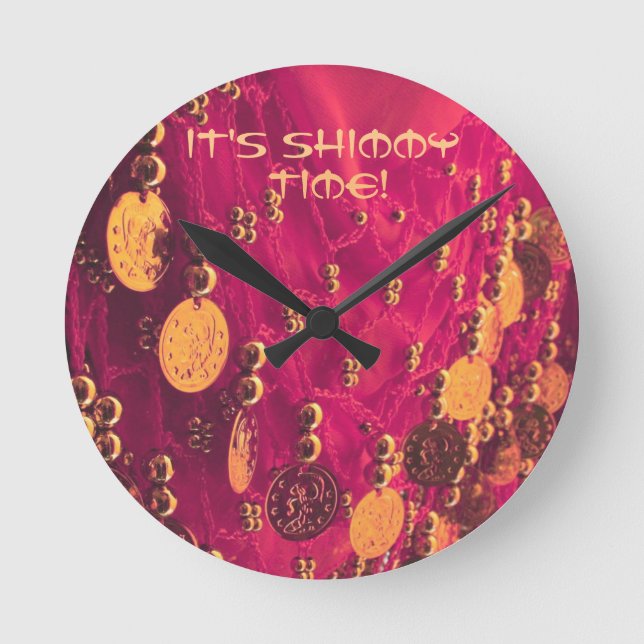 Reloj Redondo Mediano Belly bailando pañuelo de cadera con monedas (Anverso)