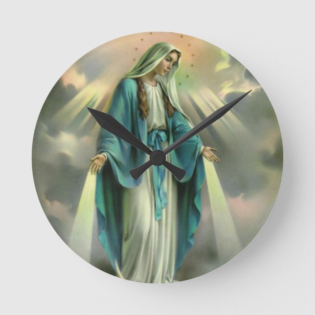 Reloj Redondo Mediano Bendita Virgen María (Anverso)