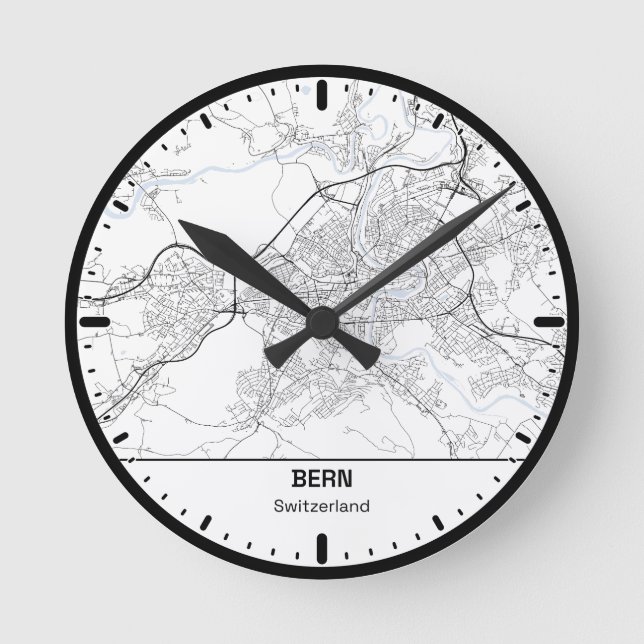 Reloj Redondo Mediano Bern Clock City Line Art (Anverso)