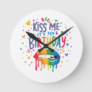 Reloj Redondo Mediano Bésame Es Mi Cumpleaños