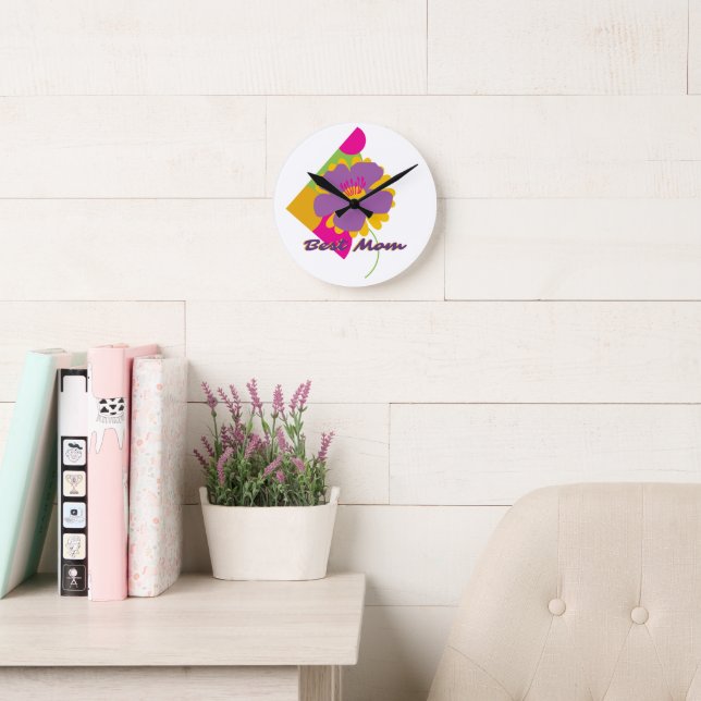 Reloj Redondo Mediano Best Mom Colourful Trendy Design (Sala de lectura)