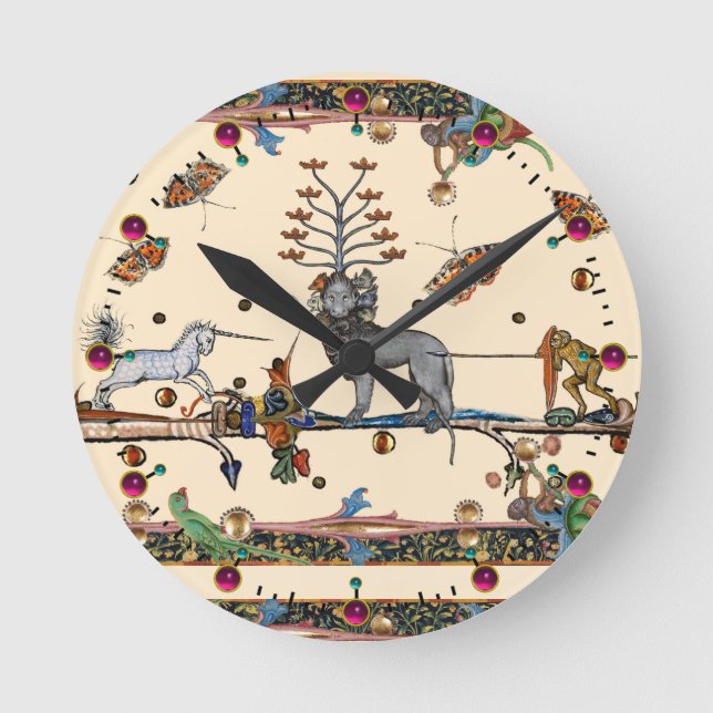 RELOJ REDONDO MEDIANO BESTIARIO MEDIEVAL EXTRAÑO, BESTIA APOCALIÍPTICA,  (Anverso)
