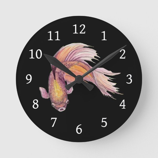 Reloj Redondo Mediano Betta Fish Round Clock (Anverso)