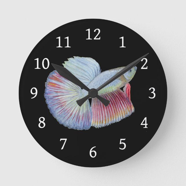 Reloj Redondo Mediano Betta Fish Round Clock (Anverso)