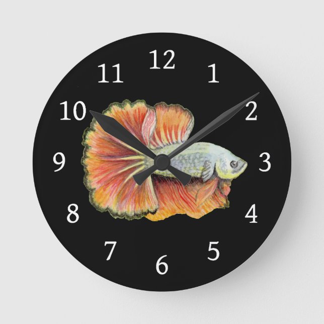Reloj Redondo Mediano Betta Fish Round Clock (Anverso)