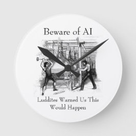 Reloj Redondo Mediano Beware of AI - Luddites Warned Us