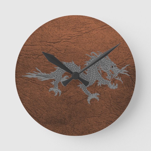 Reloj Redondo Mediano Bhutanese Dragon on Leather (Anverso)