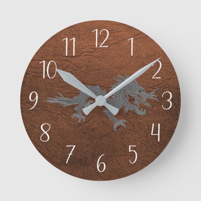 Reloj Redondo Mediano Bhutanese Dragon on Leather (Anverso)