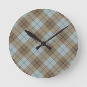 Reloj Redondo Mediano Bias Plaid in Blue and Brown