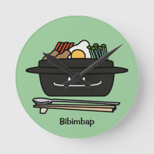 Reloj Redondo Mediano Bibimbap Cuencos de arroz coreanos namul hortaliza